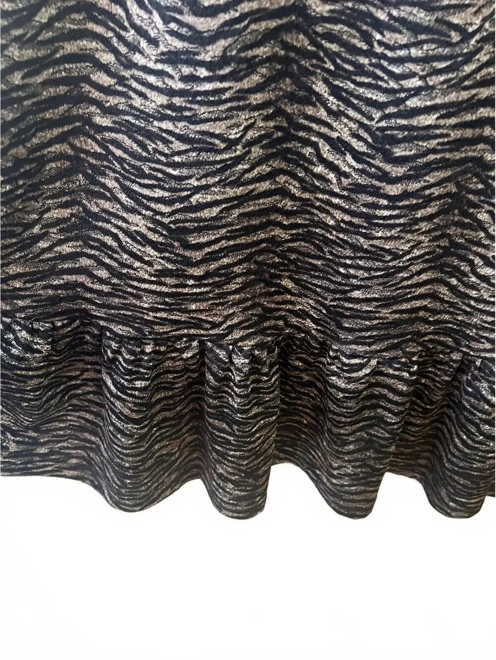 Michael Michael Kors Metallic Tiger Jacquard Knit Dress Flounce Hem Dark Camel S